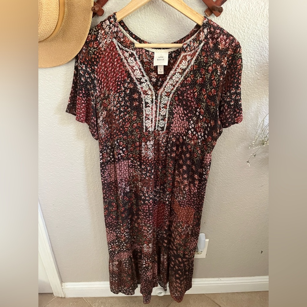 Knox Rose Multicolor Patchwork Bohemian Dress
